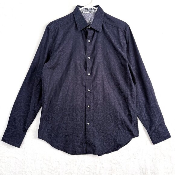 Robert Graham Button Down Shirt Mens S Black Jacquard Floral Classic Fit - Picture 1 of 10